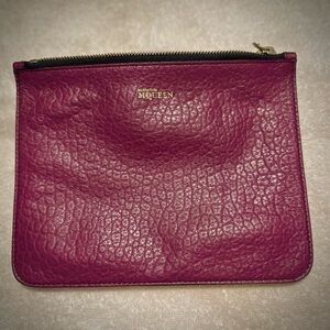 Alexander McQueen purple and blue double zipper leather clutch